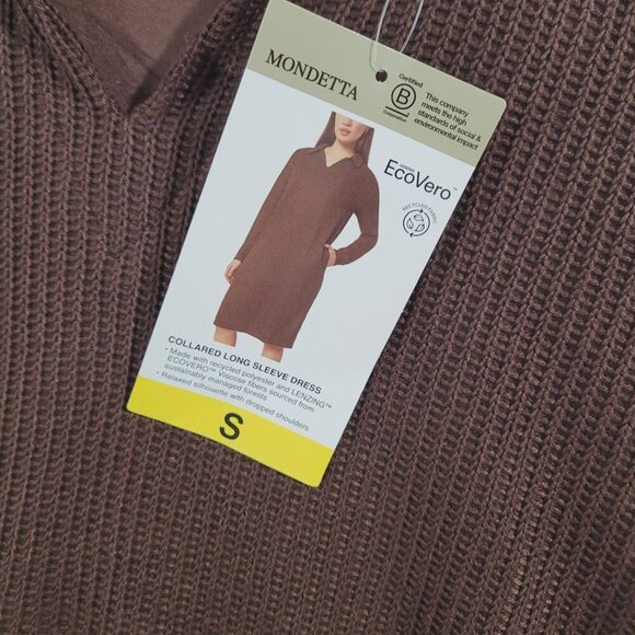 NEW Mondetta Collared Long Sleeve Dress Made  EcoVero Fabric Small Ribbed// 25CT - Picture 2 of 9